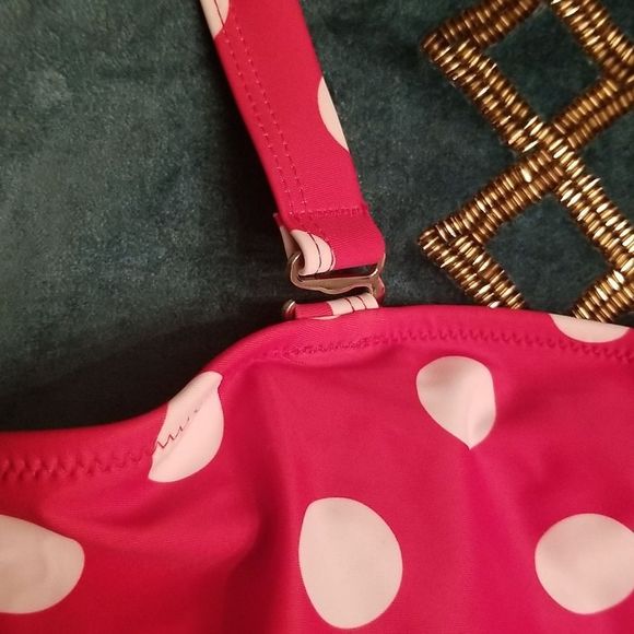 YONIQUE Womens Red & White Polka Dot Convertible Pin Up Swimsuit NWT Plus Sz. 22 - Picture 6 of 10